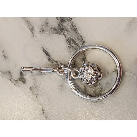 Gloria Vanderbilt Silver-Tone Crystal Ball Dangle Earrings With Circle Accent - Picture 4 of 5